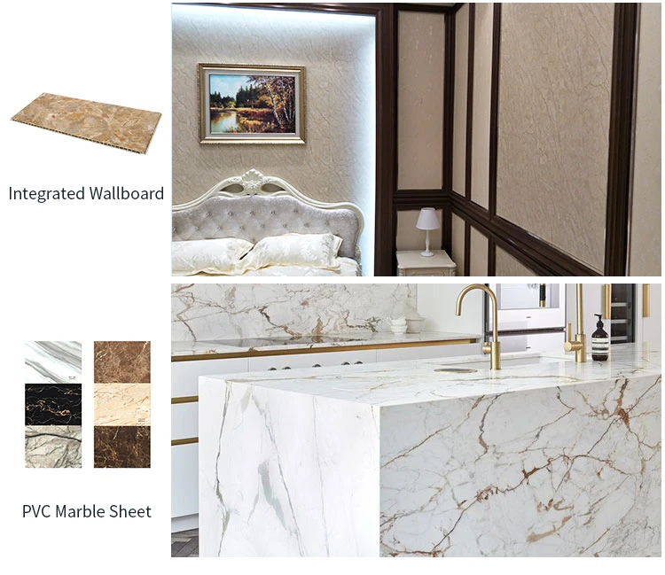 Building Material Paste Install Wall Panel Custom Pattern Decorative UV Highlight Interior Wall PVC Marble 3D Print Board